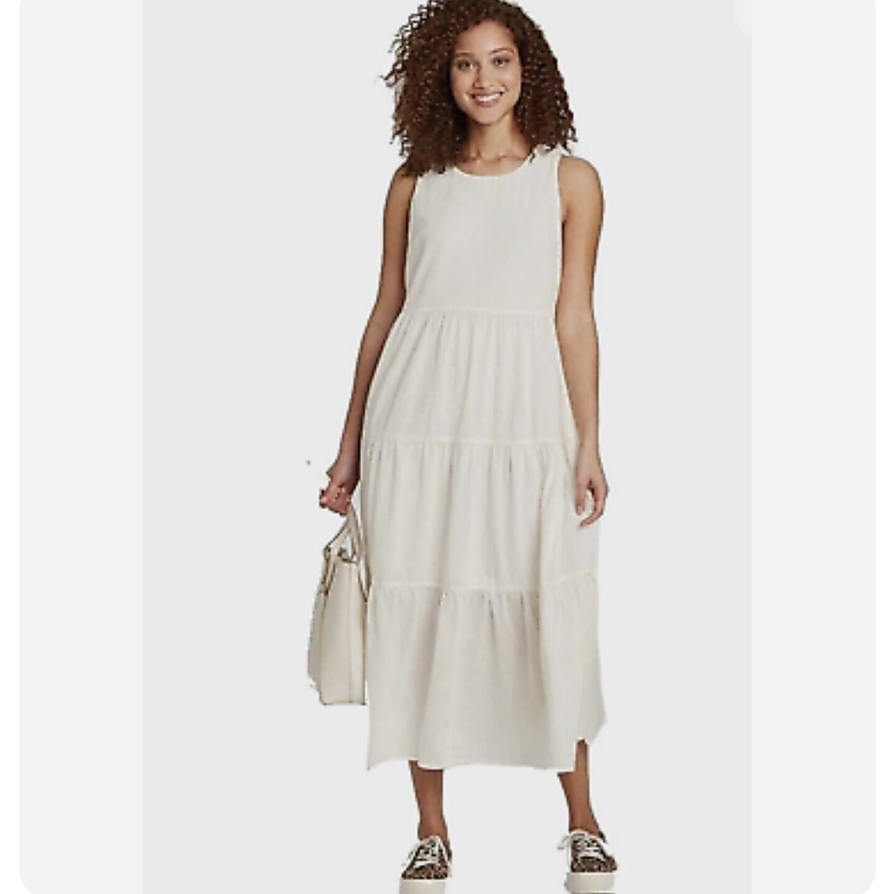 A New Day Women's Sleeveless Tiered Dress Size XXL Maxi Boho Ivory White